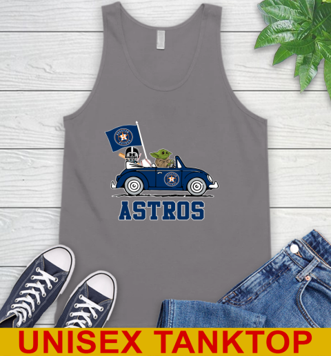 MLB Baseball Houston Astros Darth Vader Baby Yoda Driving Star Wars Shirt Tank Top 7
