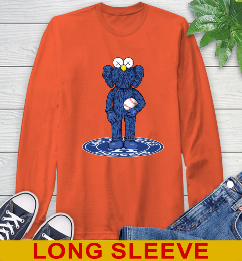 MLB Baseball Los Angeles Dodgers Kaws Bff Blue Figure Shirt Long Sleeve T-Shirt 5