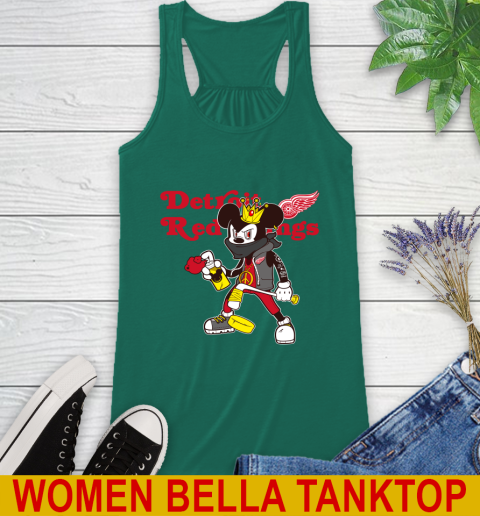 Detroit Red Wings NHL Hockey Mickey Peace Sign Sports Racerback Tank 7