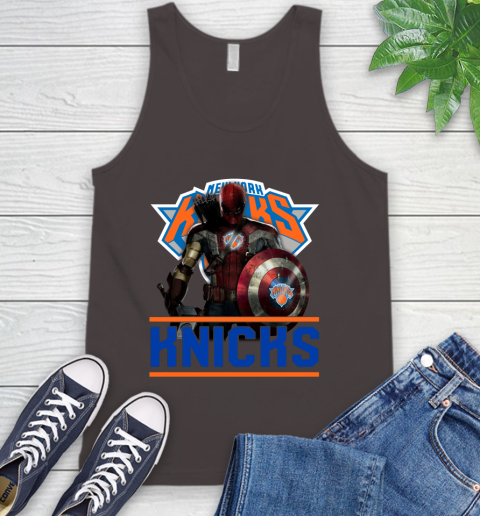 New York Knicks NBA Basketball Captain America Thor Spider Man Hawkeye Avengers Tank Top 7
