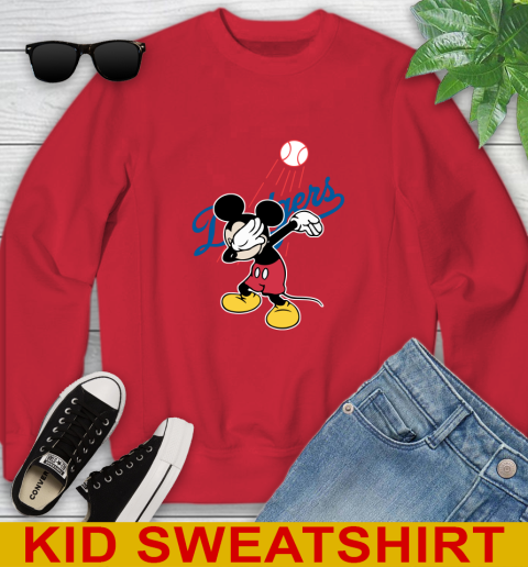 Los Angeles Dodgers MLB Baseball Dabbing Mickey Disney Sports Youth Sweatshirt 8