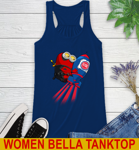 NBA Basketball Detroit Pistons Deadpool Minion Marvel Shirt Racerback Tank 7