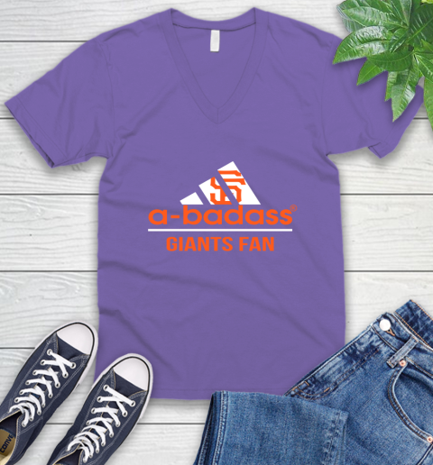 MLB A Badass San Francisco Giants Fan Adidas Baseball Sports V-Neck T-Shirt 8