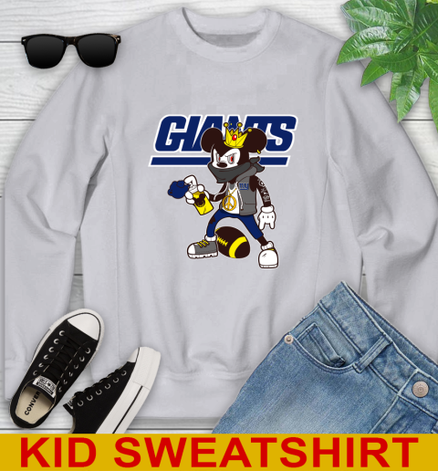 New York Giants NFL Football Mickey Peace Sign Sports Youth Sweatshirt 4