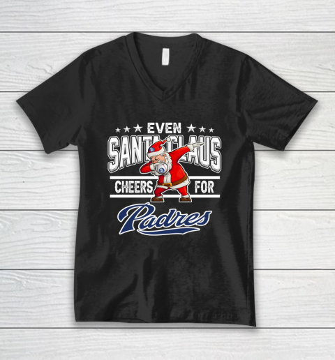San Diego Padres Even Santa Claus Cheers For Christmas MLB V-Neck T-Shirt