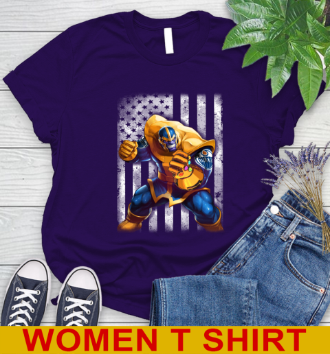 NHL Hockey Edmonton Oilers Thanos Marvel American Flag Shirt Women's T-Shirt - Image 5