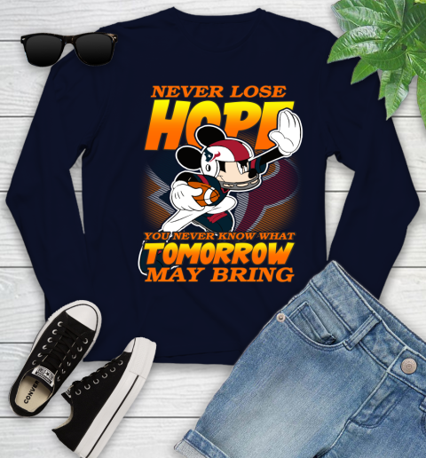 Houston Texans NFL Football Mickey Disney Never Lose Hope Youth Long Sleeve 2