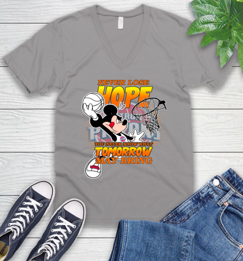 Detroit Pistons NBA Basketball Mickey Disney Never Lose Hope V-Neck T-Shirt 3