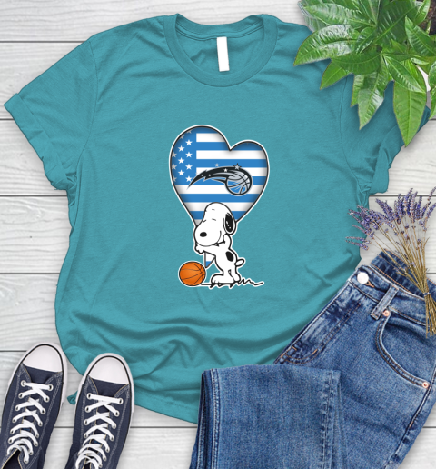 Orlando Magic NBA Basketball The Peanuts Movie Adorable Snoopy Women's T-Shirt 12