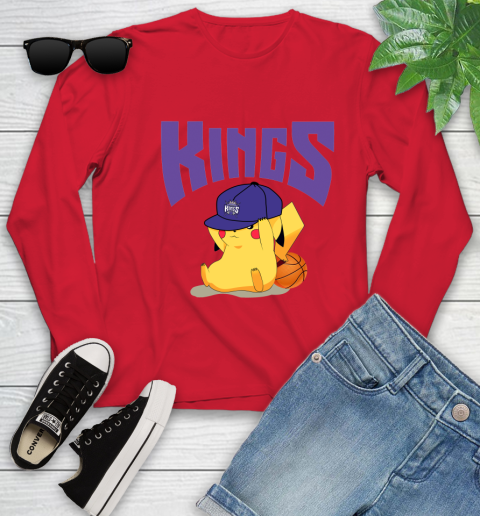 NBA Pikachu Basketball Sports Sacramento Kings Youth Long Sleeve 11