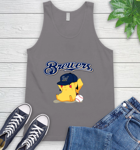 MLB Pikachu Baseball Sports Milwaukee Brewers Tank Top 7