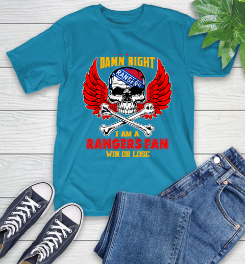 NHL Damn Right I Am A New York Rangers Win Or Lose Skull Hockey Sports T-Shirt 9