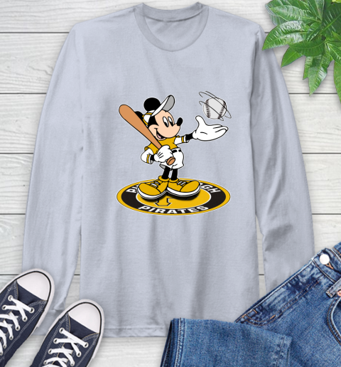 MLB Baseball Pittsburgh Pirates Cheerful Mickey Disney Shirt Long Sleeve T-Shirt 6
