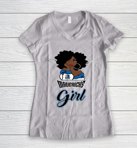 Dallas Mavericks Girl NBA Women's V-Neck T-Shirt 2