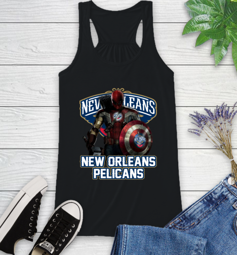 New Orleans Pelicans NBA Basketball Captain America Thor Spider Man Hawkeye Avengers Racerback Tank 2