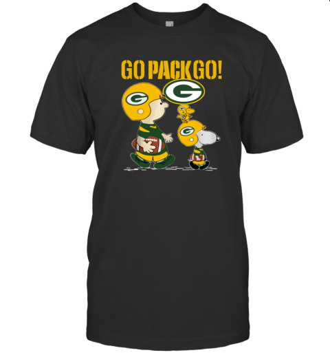 Snoopy And Charlie Brown Go Pack Go Green Bay Packer Shirt T-Shirt