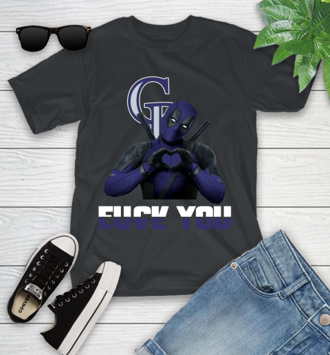 MLB Colorado Rockies Deadpool Love You Fuck You Baseball Sports Youth T-Shirt