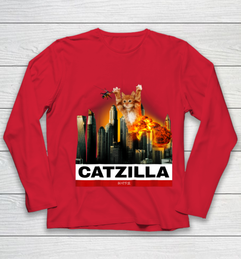 CATZILLA  Funny Kitty Tshirt for Cat lovers to Halloween Youth Long Sleeve 8