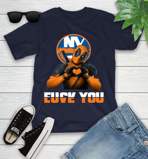 NHL New York Islanders Deadpool Love You Fuck You Hockey Sports Youth T-Shirt 2