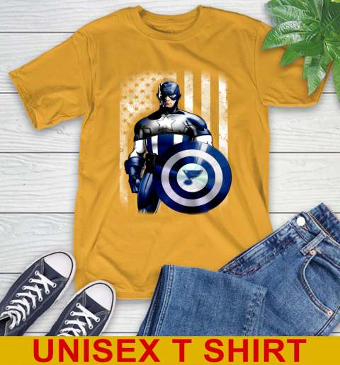 St.Louis Blues NHL Hockey Captain America Marvel Avengers American Flag Shirt T-Shirt 2