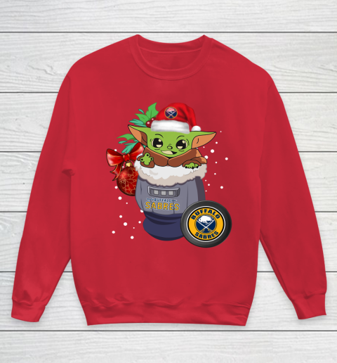 Buffalo Sabres Christmas Baby Yoda Star Wars Funny Happy NHL Youth Sweatshirt 9