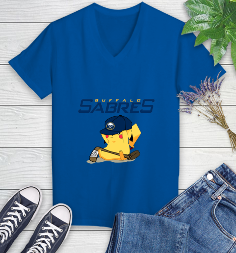 NHL Pikachu Hockey Sports Buffalo Sabres Women's V-Neck T-Shirt 10