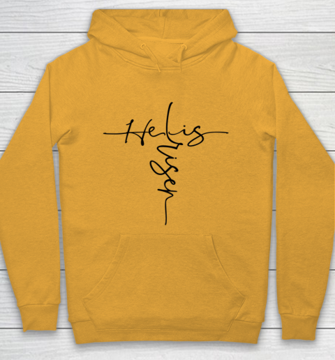 Easter He is Risen Cross Christian Hoodie 2
