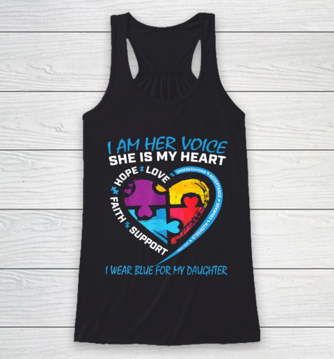 Mom Dad Puzzle I Wear Blue For My Daughter Autism Awareness Racerback Tank