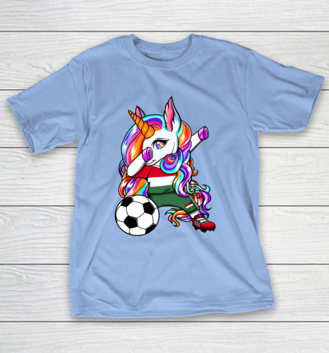 Dabbing Unicorn Hungary Soccer Fans Jersey Flag Football T-Shirt 23