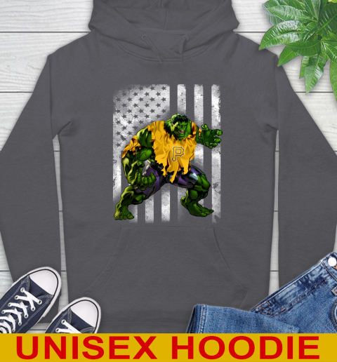 Pittsburgh Pirates Hulk Marvel Avengers MLB Baseball American Flag Hoodie 7
