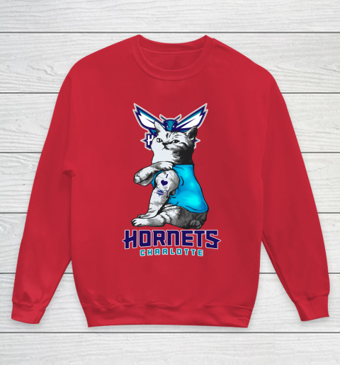 NBA Basketball My Cat Loves Charlotte Hornets Youth Sweatshirt 7