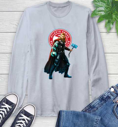 NBA Thor Avengers Endgame Basketball Atlanta Hawks Long Sleeve T-Shirt 6