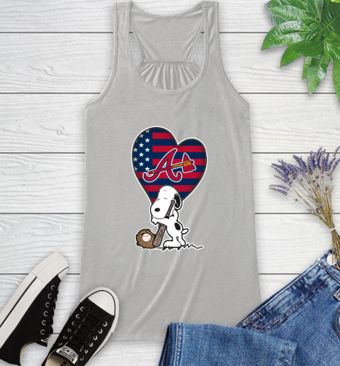 Atlanta Braves MLB Baseball The Peanuts Movie Adorable Snoopy Racerback Tank