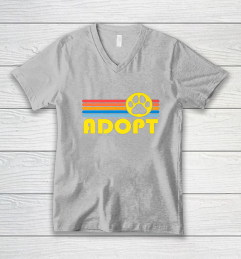 Rescue Animal Adoption Adopt Cat or Dog Vintage Retro Sunset V-Neck T-Shirt 3