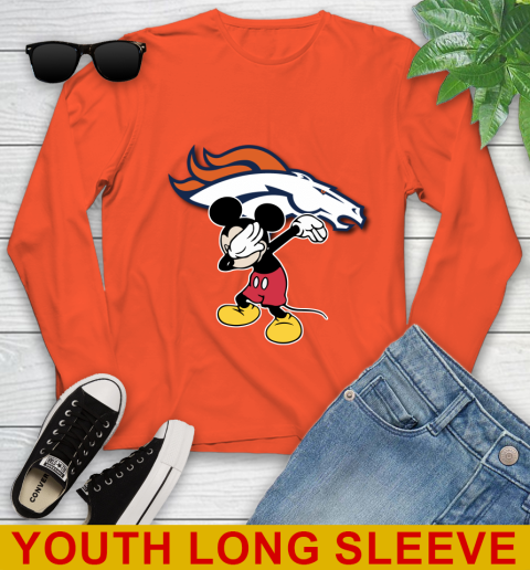 Denver Broncos NFL Football Dabbing Mickey Disney Sports Youth Long Sleeve 5 Denver Broncos NFL Football Dabbing Mickey Disney Sports Youth Long Sleeve - Image 5