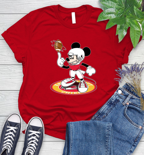 NFL Football Kansas City Chiefs Cheerful Mickey Disney Shirt Women's T-Shirt 11