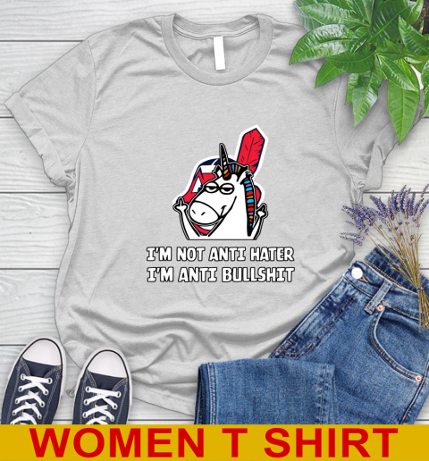 Cleveland Indians MLB Baseball Unicorn I'm Not Anti Hater I'm Anti Bullshit Women's T-Shirt