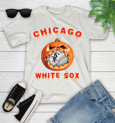 MLB Chicago White Sox Halloween Pumpkin Baseball Sports Youth T-Shirt 12