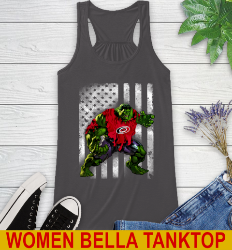 Carolina Hurricanes Hulk Marvel Avengers NHL Hockey American Flag Racerback Tank 10