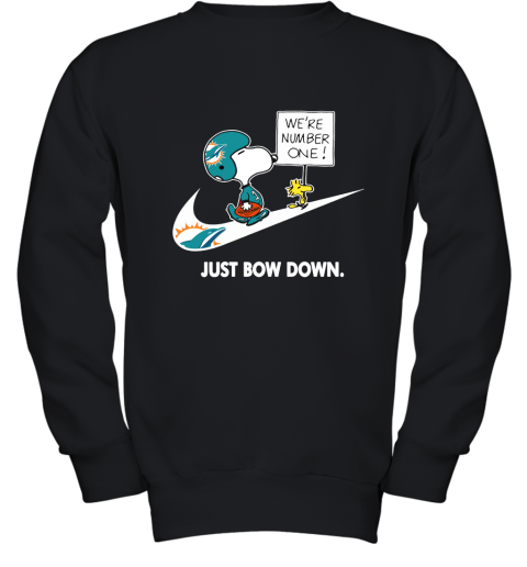 Miami Dolphins Are Number One – Just Bow Down Snoopy Youth Sweatshirt