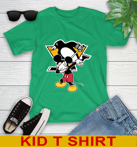 Pittsburgh Penguins NHL Hockey Dabbing Mickey Disney Sports Youth T-Shirt 6