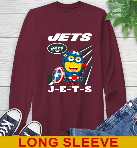 NFL Football New York Jets Captain America Marvel Avengers Minion Shirt Long Sleeve T-Shirt 7