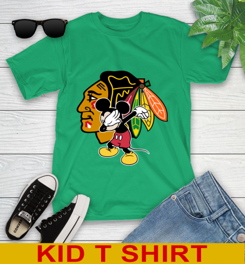 Chicago Blackhawks NHL Hockey Dabbing Mickey Disney Sports Youth T-Shirt 6