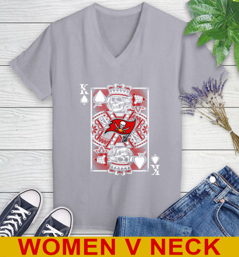 Tampa Bay Buccaneers NFL Football The King Of Spades Death Cards Shirt Women's V-Neck T-Shirt 4