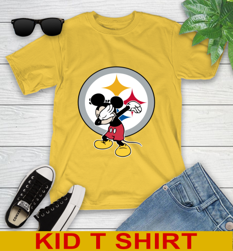 Pittsburgh Steelers NFL Football Dabbing Mickey Disney Sports Youth T-Shirt 8