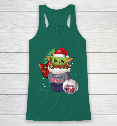 Philadelphia Phillies Christmas Baby Yoda Star Wars Funny Happy MLB Racerback Tank 6
