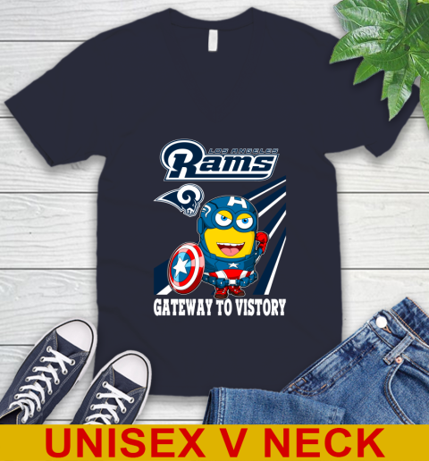 NFL Football Los Angeles Rams Captain America Marvel Avengers Minion Shirt V-Neck T-Shirt 2
