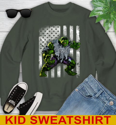 San Antonio Spurs Hulk Marvel Avengers NBA Basketball American Flag Youth Sweatshirt 8
