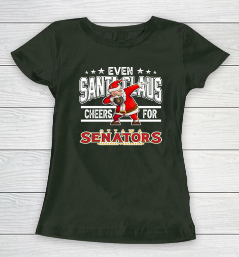 Ottawa Senators Even Santa Claus Cheers For Christmas NHL Women's T-Shirt 4