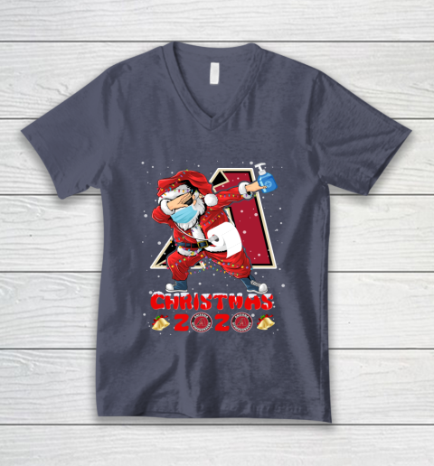 Arizona Diamondbacks Funny Santa Claus Dabbing Christmas 2020 MLB V-Neck T-Shirt 7